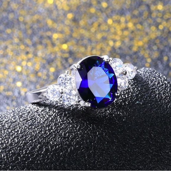Royal Blue Topaz Oval Opulence Ring - Picture 1 of 3